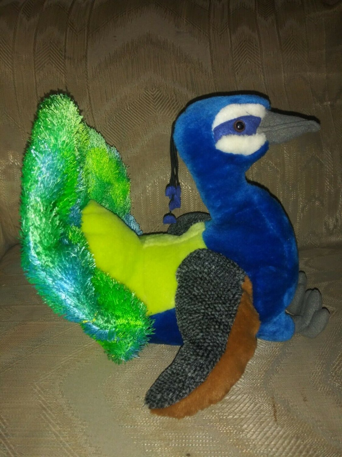 K & M International Peacock Plush 10" Blue Green Bird Beanbag Stuffed