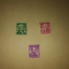 Lot #1 3 1954 Cancelled Postage Stamps Washington Jefferson Lincoln Vintage VTG