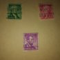 Lot #1 3 1954 Cancelled Postage Stamps Washington Jefferson Lincoln Vintage VTG