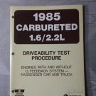 Chrysler Service Training 1985 Carbureted 1.6/2.2L Driveability Test...
