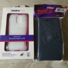 2 Kyocera Hydro Life Phone Case Blue Wallet Pink Kickstand Screen Protector New