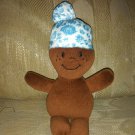 Brown Skin Plush Doll 9" Freckles White Blue Leopard Print Hat Brand Unknown Toy
