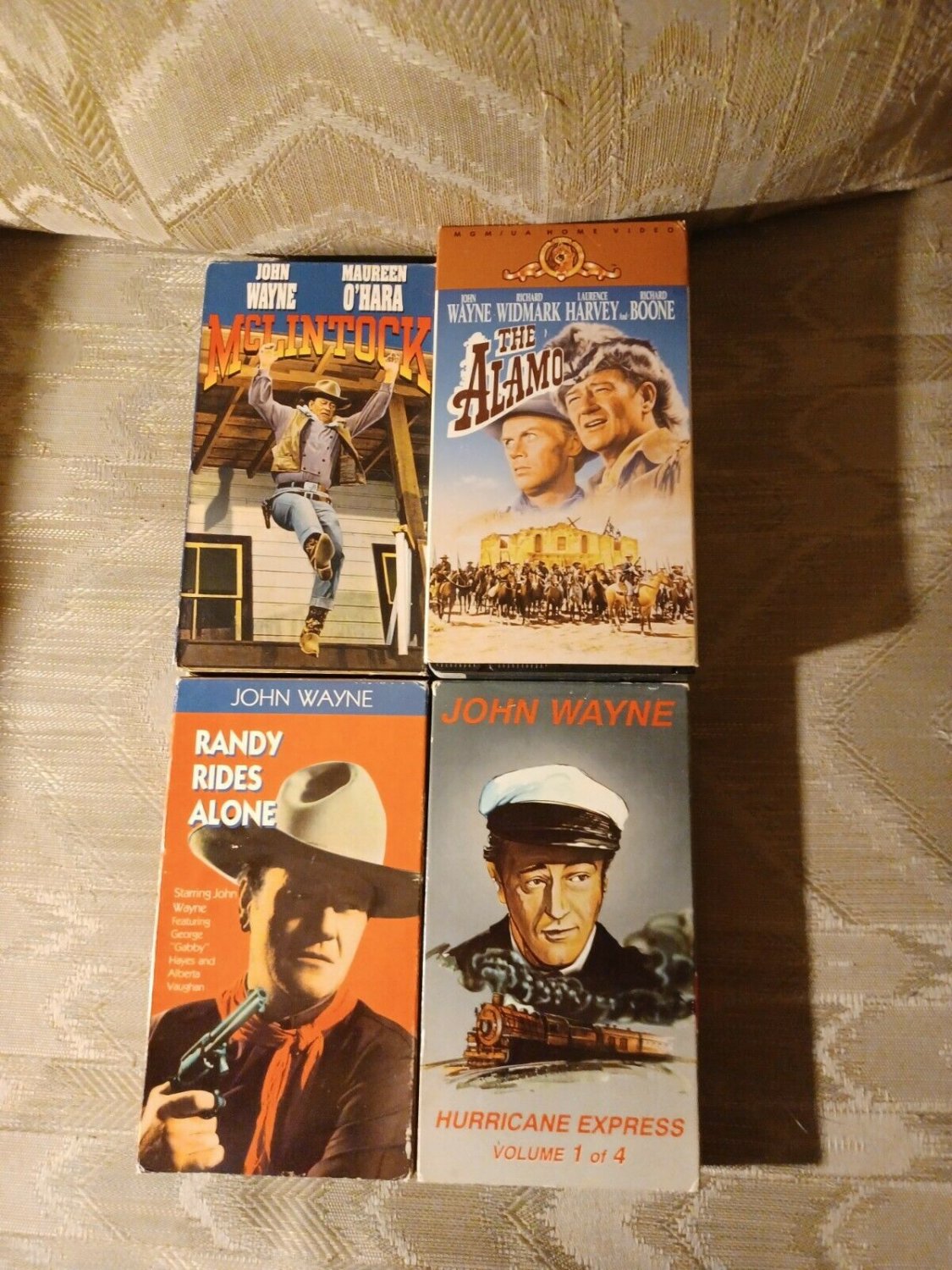 4 John Wayne VHS The Alamo McLintock Randy Rides Alone Hurricane ...