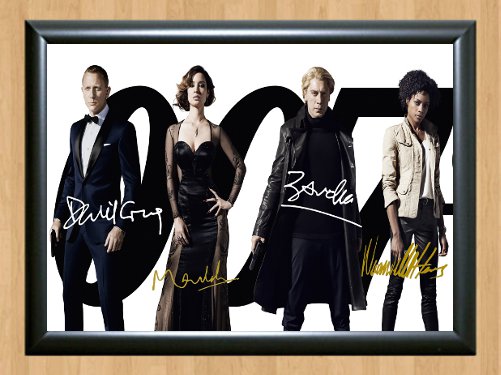 James Bond Skyfall Cast Signed x4 Signed Autographed Poster Print Photo mo27 A3 11.7x16.5""
