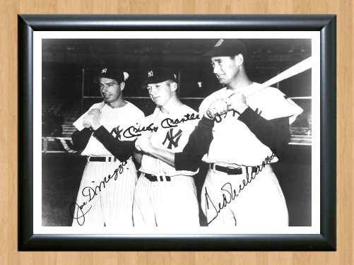 Mickey Mantle Ted Williams Joe DiMaggio Signed Autographed Photo Baseball bas8 A4 8.3x11.7""