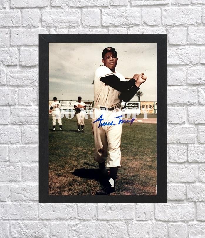Willie Mays Signed Autographed Photo Poster 4 bas87 A4 8.3x11.7""