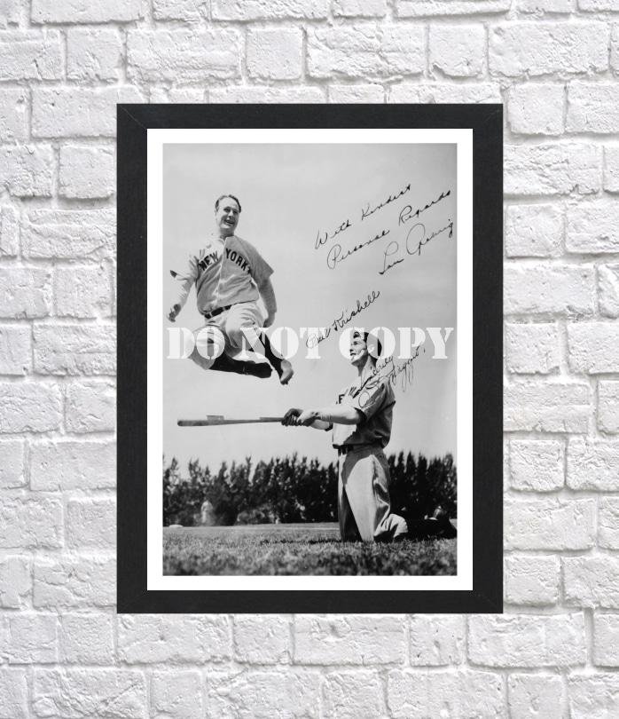 Lou Gehrig, Joe DiMaggio Signed Autographed Photo Poster bas55 A4 8.3x11.7""