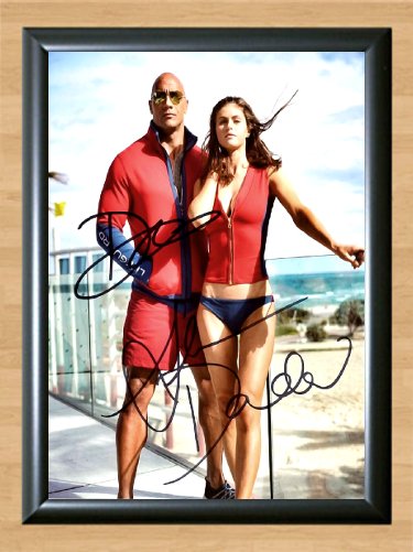 Dwayne Johnson Alexandra Daddario Baywatch Signed Autographed Photo Poster tv776 A4 8.3x11.7""