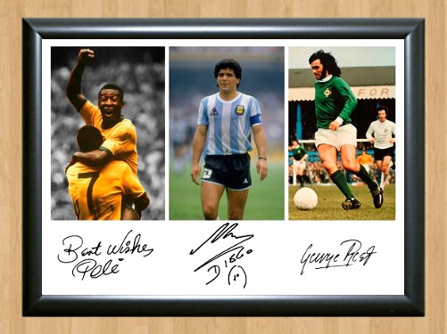 Diego Maradona George Best Pele Football Legends Signed Autographed Photo Poster fot115 A4 8.3x11.7"