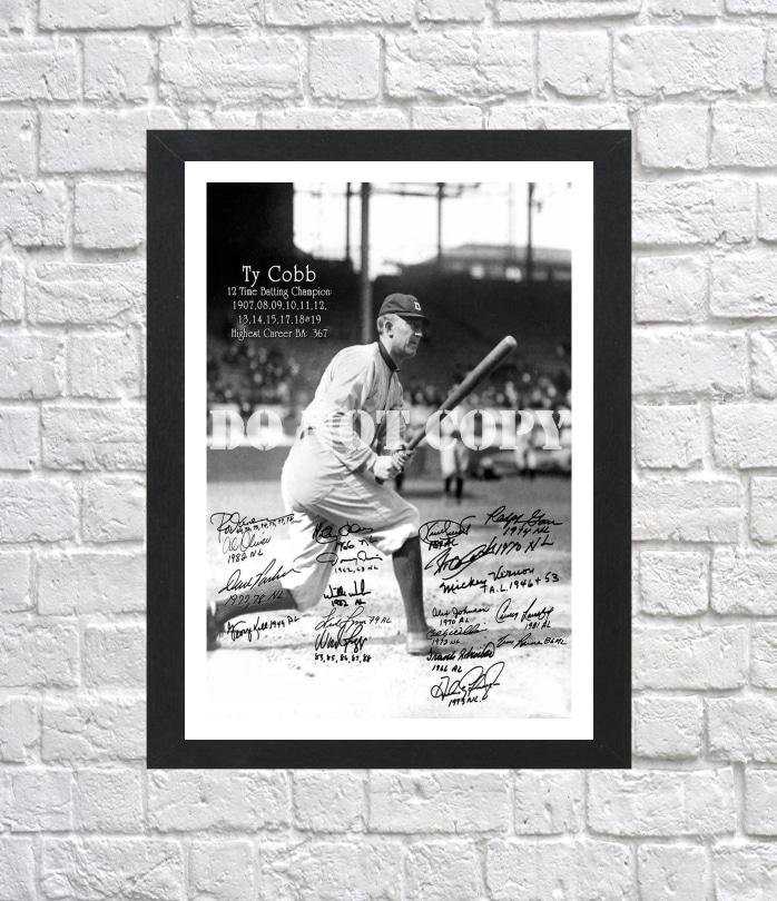 Ty Cobb Batting Champs Signed Autographed Photo Poster 1 bas79 A3 11.7x16.5""