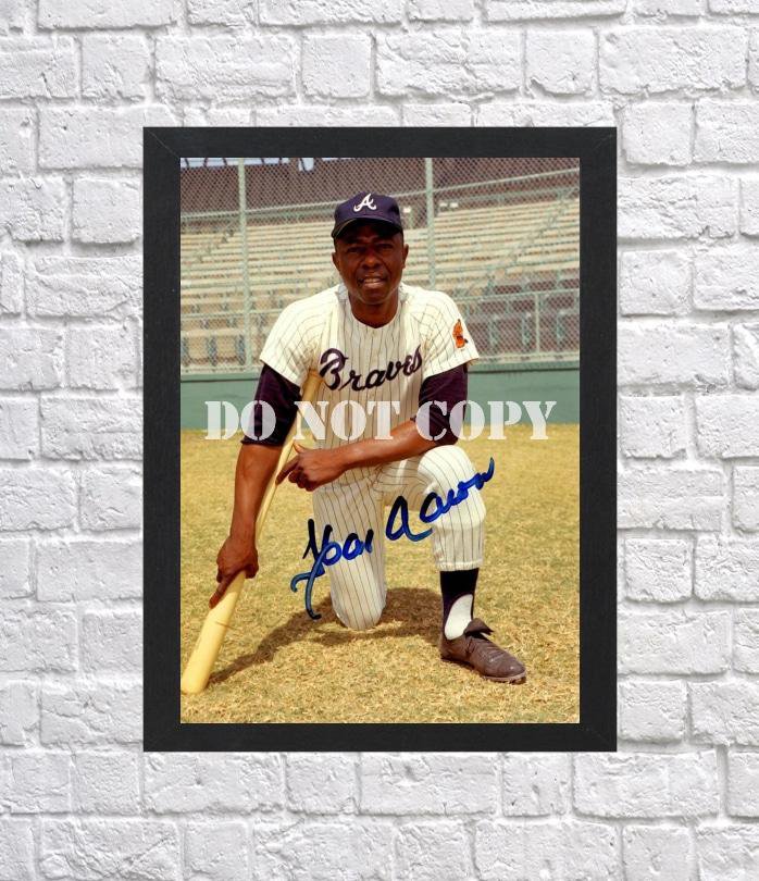 Hank Aaron Signed Autographed Photo Poster 5 bas43 A3 11.7x16.5""