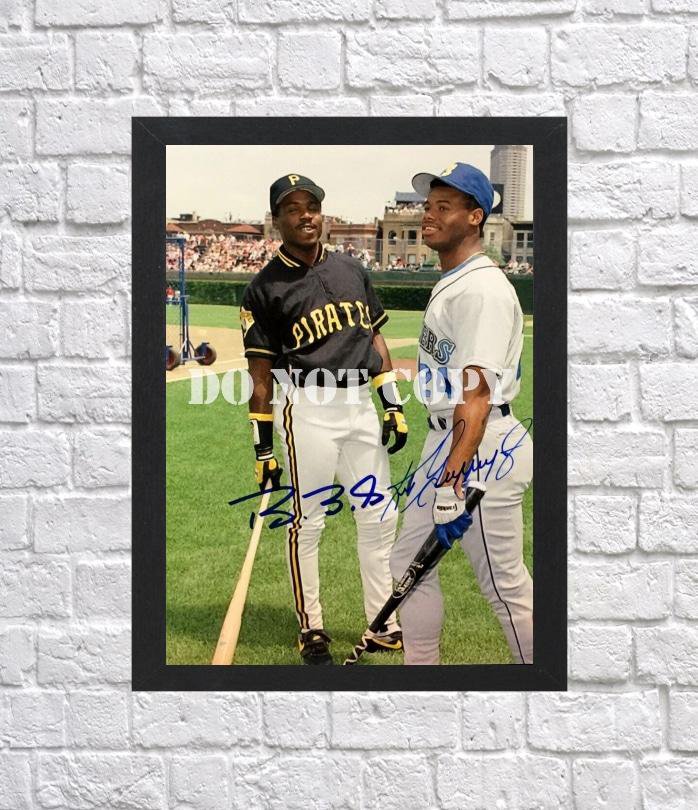 Barry bonds Ken Griffey Jr Signed Autographed Photo Poster bas26 A3 11.7x16.5""