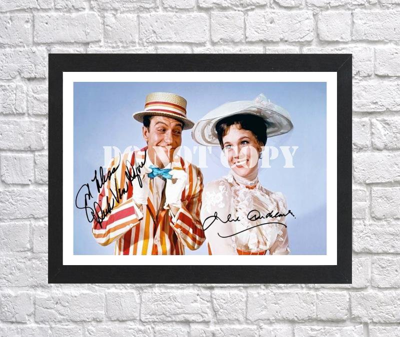 Mary Poppins Julie Andrews Dick Van Dyke Signed Autographed Photo Poster mo1628 A3 11.7x16.5""