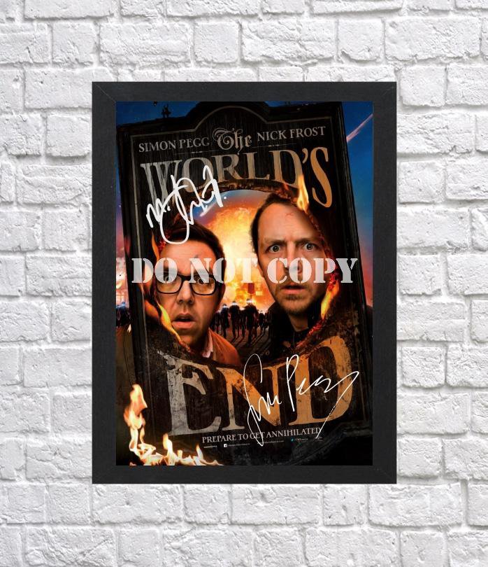 The Worlds End Simon Pegg and Nick Frost Signed Autographed Photo Poster mo1622 A3 11.7x16.5""