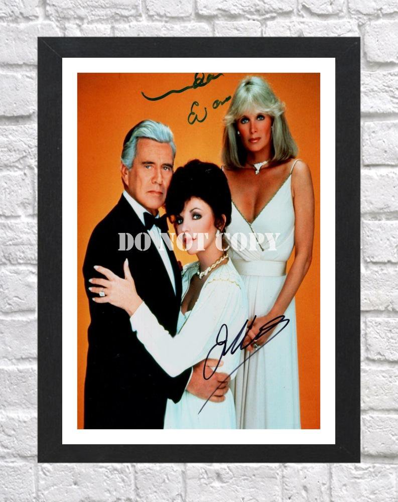Linda Evans Joan Collins Signed Autographed Photo Poster tv1074 A3 11.7x16.5""
