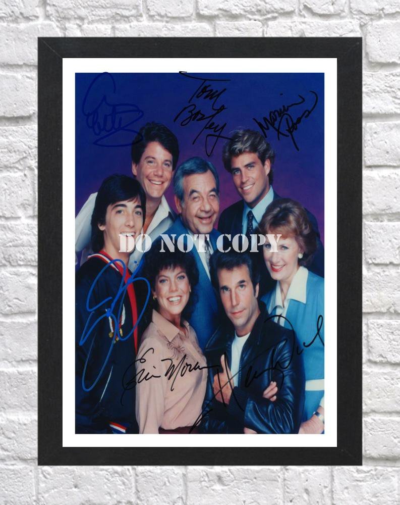 Happy Days Cast Signed Autographed Photo Poster tv1042 A3 11.7x16.5""