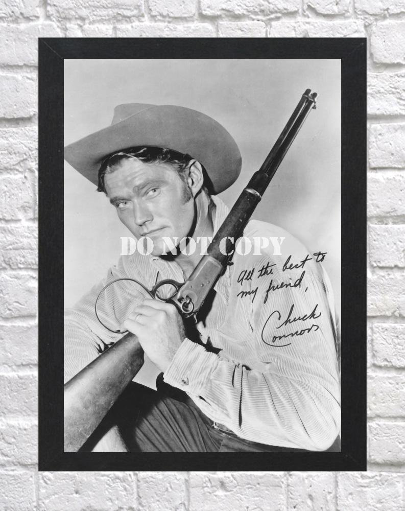 Chuck Connors Signed Autographed Photo Poster tv992 A3 11.7x16.5""