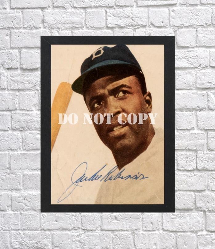 Jackie Robinson Signed Autographed Photo Poster 2 bas46 A2 16.5x23.4