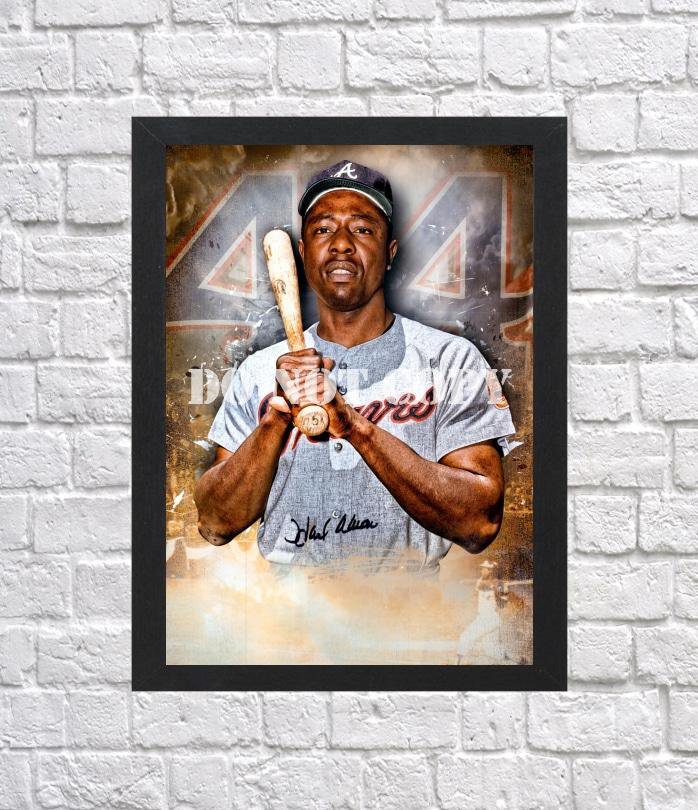 Hank Aaron Signed Autographed Photo Poster 6 bas44 A2 16.5x23.4"
