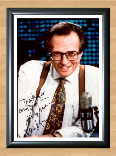 Larry King Signed Autographed Photo Poster 4 tv850 A2 16.5x23.4"