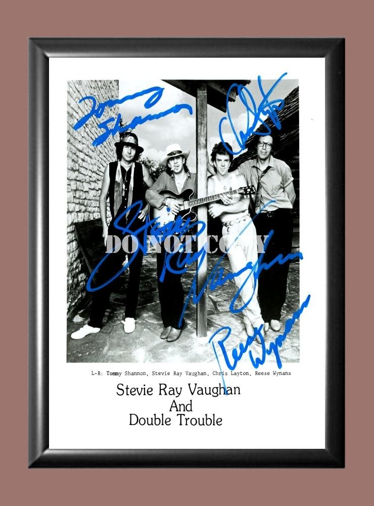 Stevie Ray Vaughan and Double Trouble Band 2 Signed Autographed Poster Photo A4 8.3x11.7""