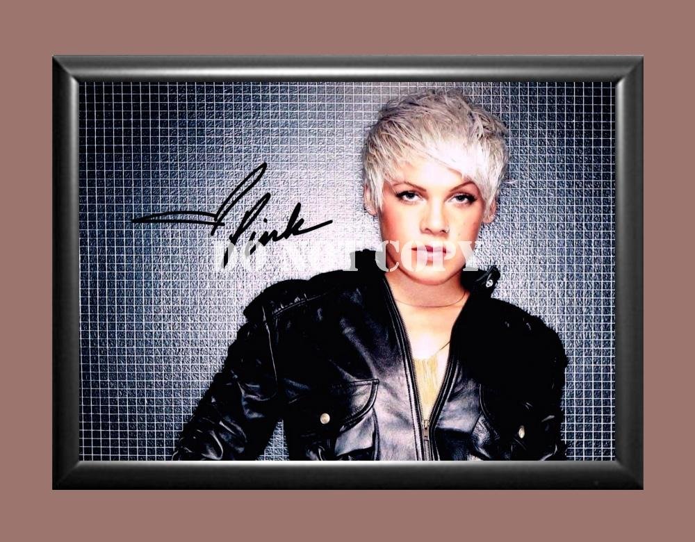 Pink Alecia Moore 2 Signed Autographed Poster Photo A4 8.3x11.7""