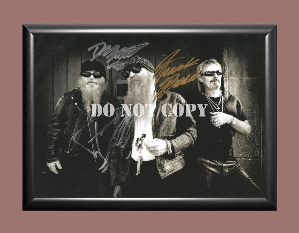 ZZ Top Band Billy Gibbons Frank Beard Dusty Hill 12 Signed Autographed Poster Photo A4 8.3x11.7""