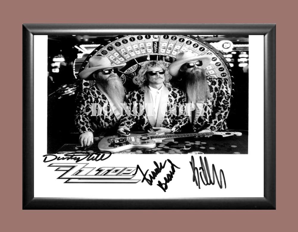 ZZ Top Band Billy Gibbons Frank Beard Dusty Hill 11 Signed Autographed Poster Photo A4 8.3x11.7""