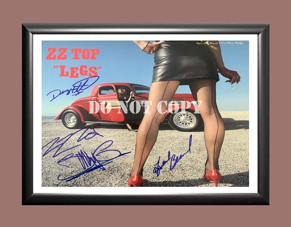 ZZ Top Band Billy Gibbons Frank Beard Dusty Hill 10 Signed Autographed Poster Photo A4 8.3x11.7""