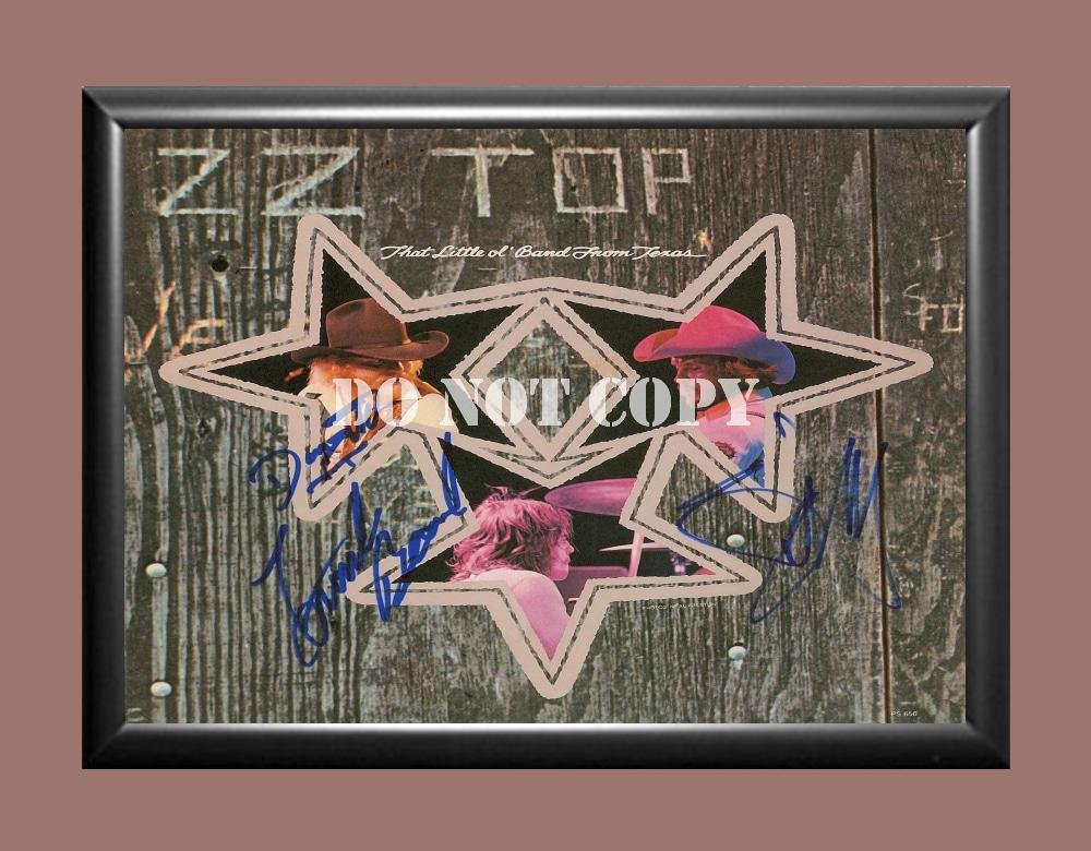 ZZ Top Band Billy Gibbons Frank Beard Dusty Hill 7 Signed Autographed Poster Photo A4 8.3x11.7""