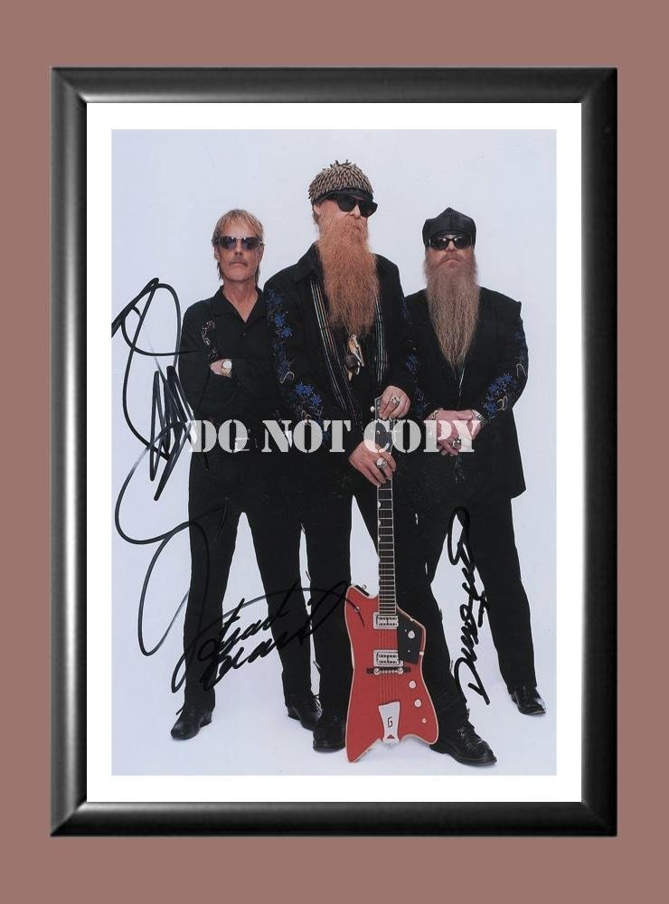 ZZ Top Band Billy Gibbons Frank Beard Dusty Hill 5 Signed Autographed Poster Photo A4 8.3x11.7""