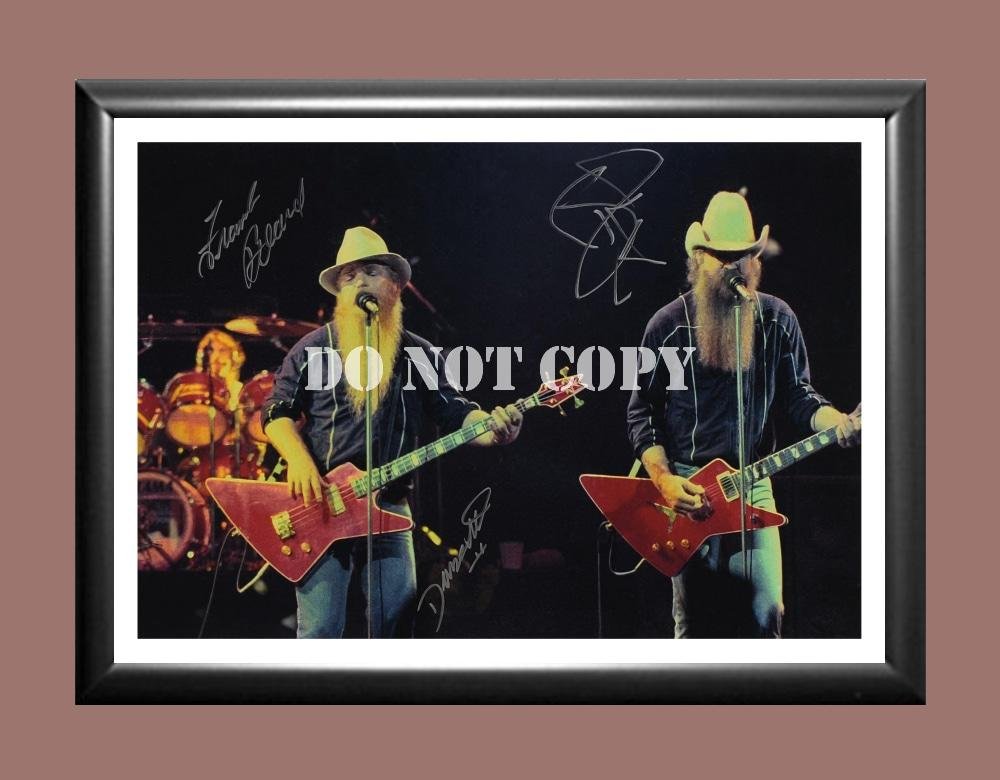 ZZ Top Band Frank Beard Dusty Hill ZZ Top Band 1 Signed Autographed Poster Photo A4 8.3x11.7""