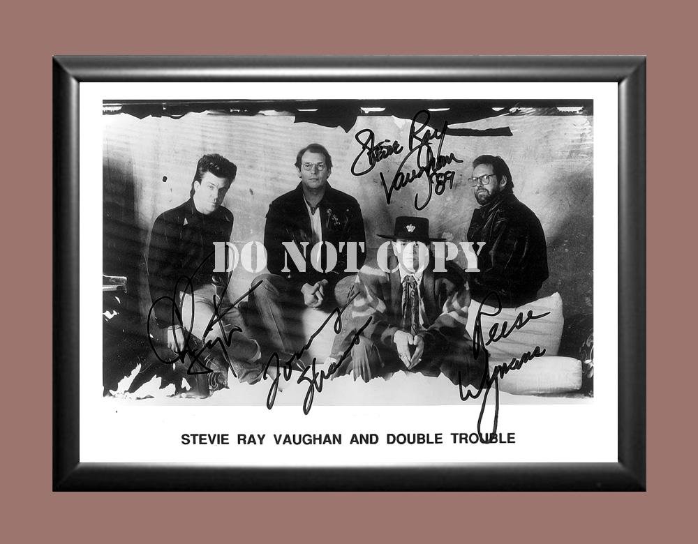 Stevie Ray Vaughan and Double Trouble Band 1 Signed Autographed Poster Photo A3 11.7x16.5""