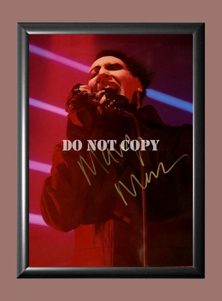 Marilyn Manson 6 Signed Autographed Poster Photo A3 11.7x16.5""