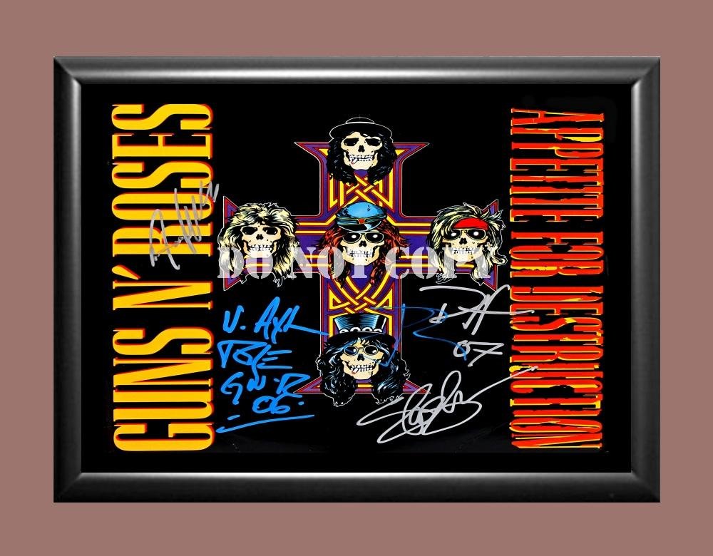 Guns N' Roses Band 3 Signed Autographed Poster Photo A3 11.7x16.5""