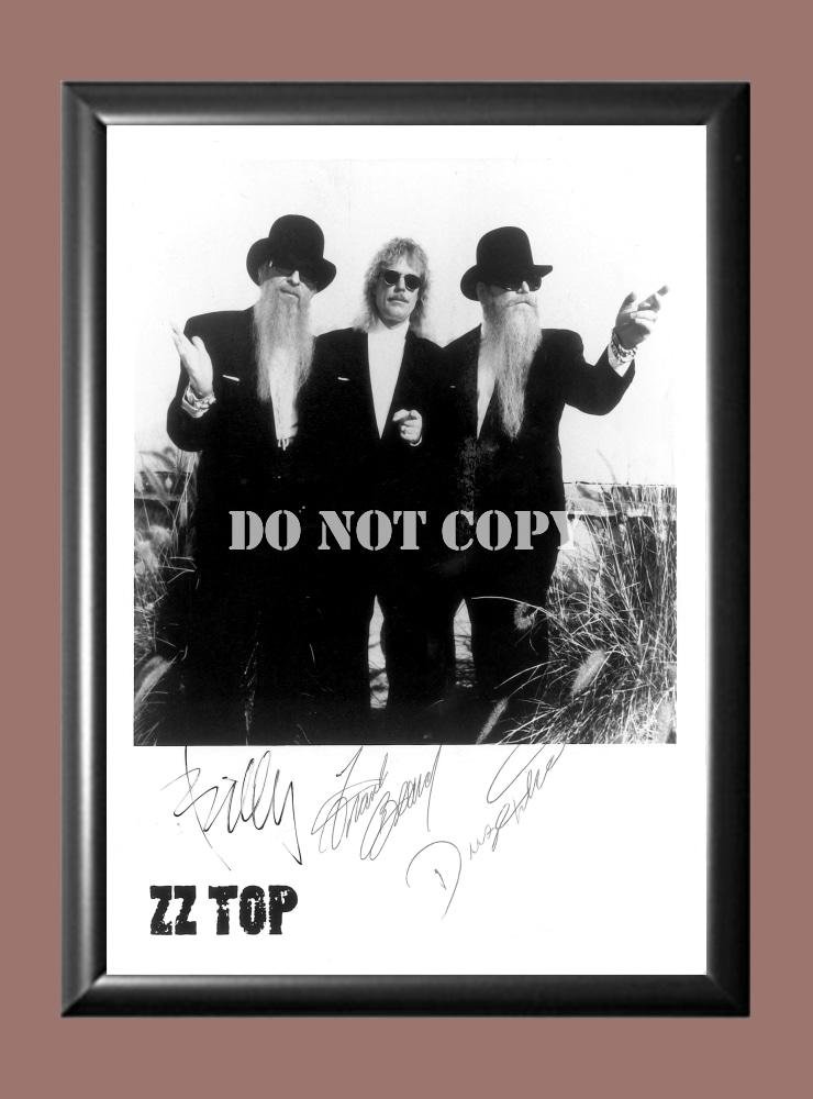 ZZ Top Band Billy Gibbons Frank Beard Dusty Hill 15 Signed Autographed Poster Photo A3 11.7x16.5""