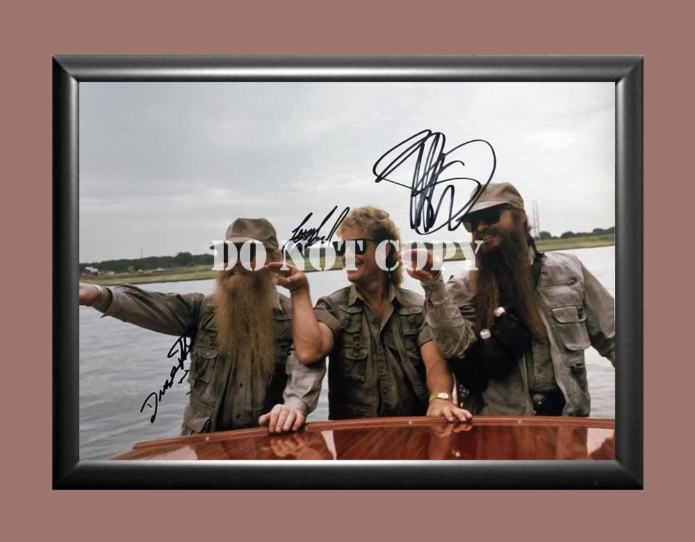 ZZ Top Band Billy Gibbons Frank Beard Dusty Hill 2 Signed Autographed Poster Photo A3 11.7x16.5""