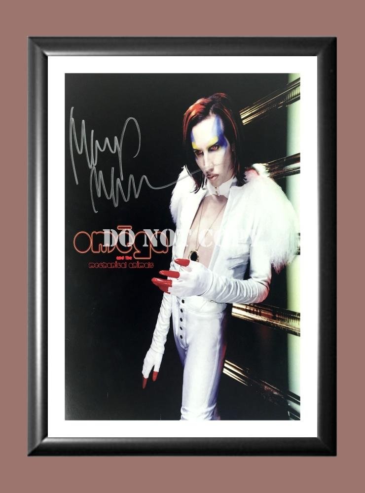 Marilyn Manson 2 Signed Autographed Poster Photo A2 16.5x23.4""
