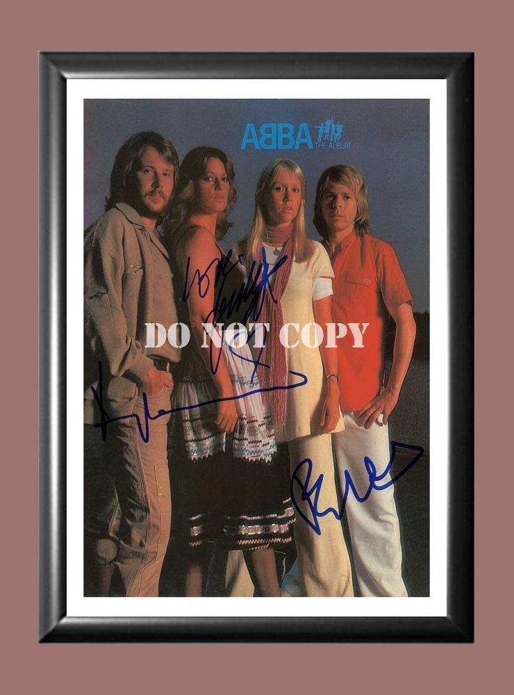 ABBA Band 5 Signed Autographed Poster Photo A2 16.5x23.4""