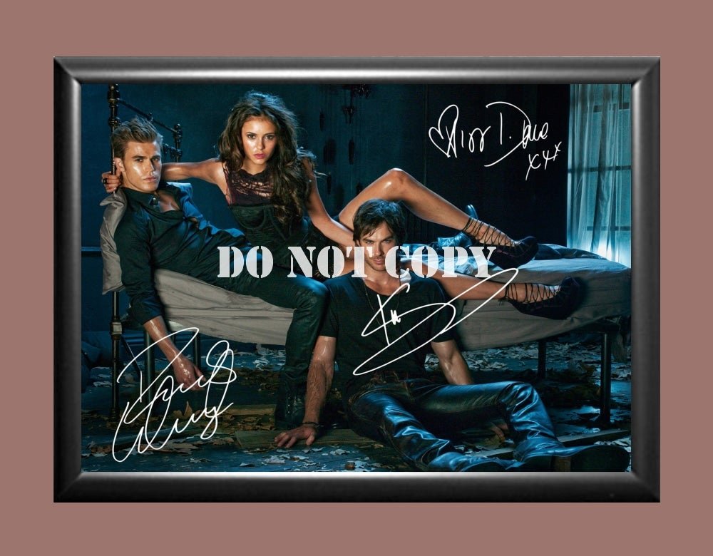 Vampire Diaries Cast Signed Autographed Photo Poster A4 8.3x11.7"" TV1136A4