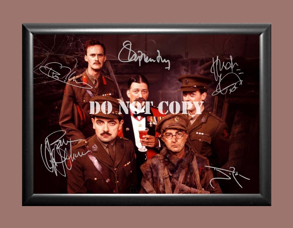 Blackadder Cast Rowan Atkinson Stephen Fry Tony Robinson Signed Autographed Photo Poster A3 11.7x16.
