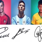 Cristiano Ronaldo Lionel Messi Neymar Signed Autographed Poster Photo A4 8.3x11.7""