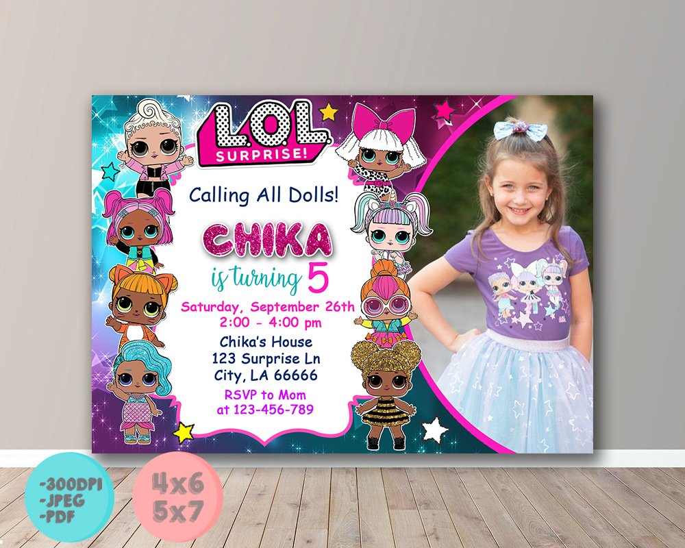 Lol Dolls Birthday Invitations With Photo