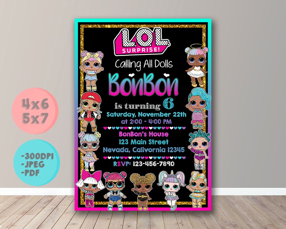 Lol Dolls Mermaid Birthday Invitation