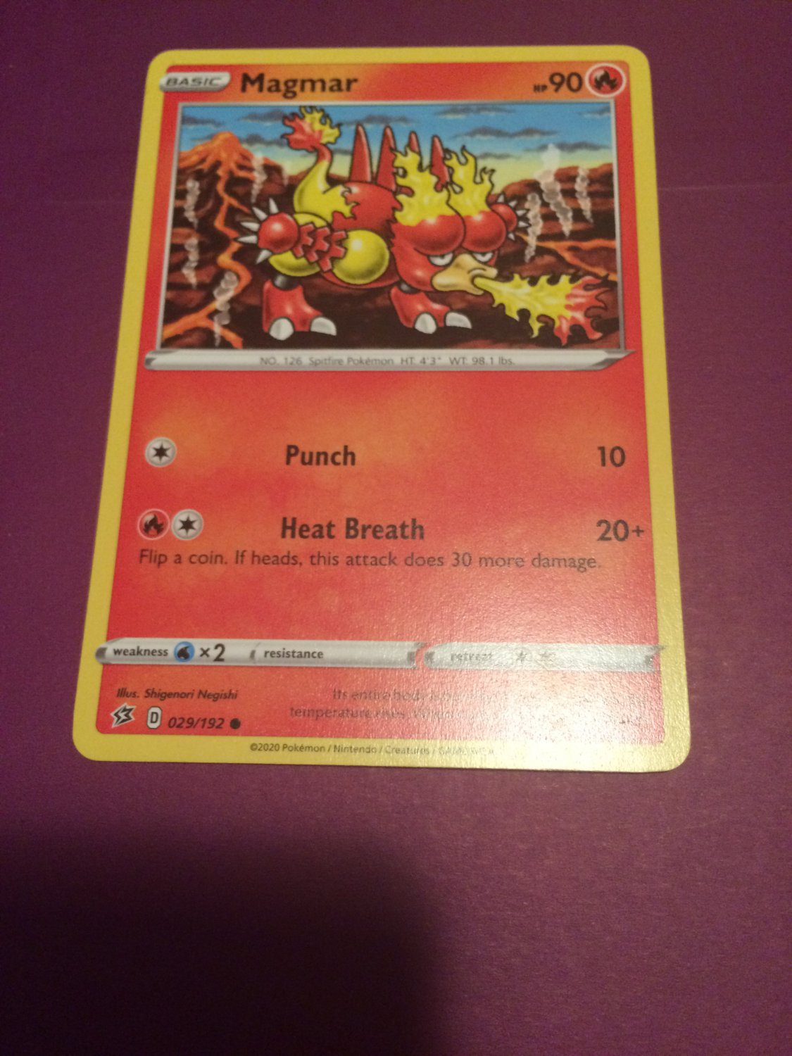 Magmar Pokémon card 029/192