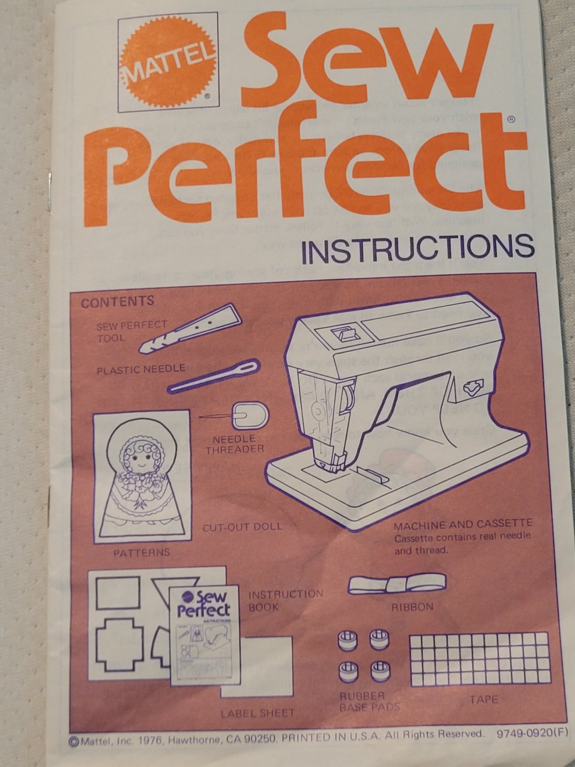 Mattel Sew Perfect Instructions