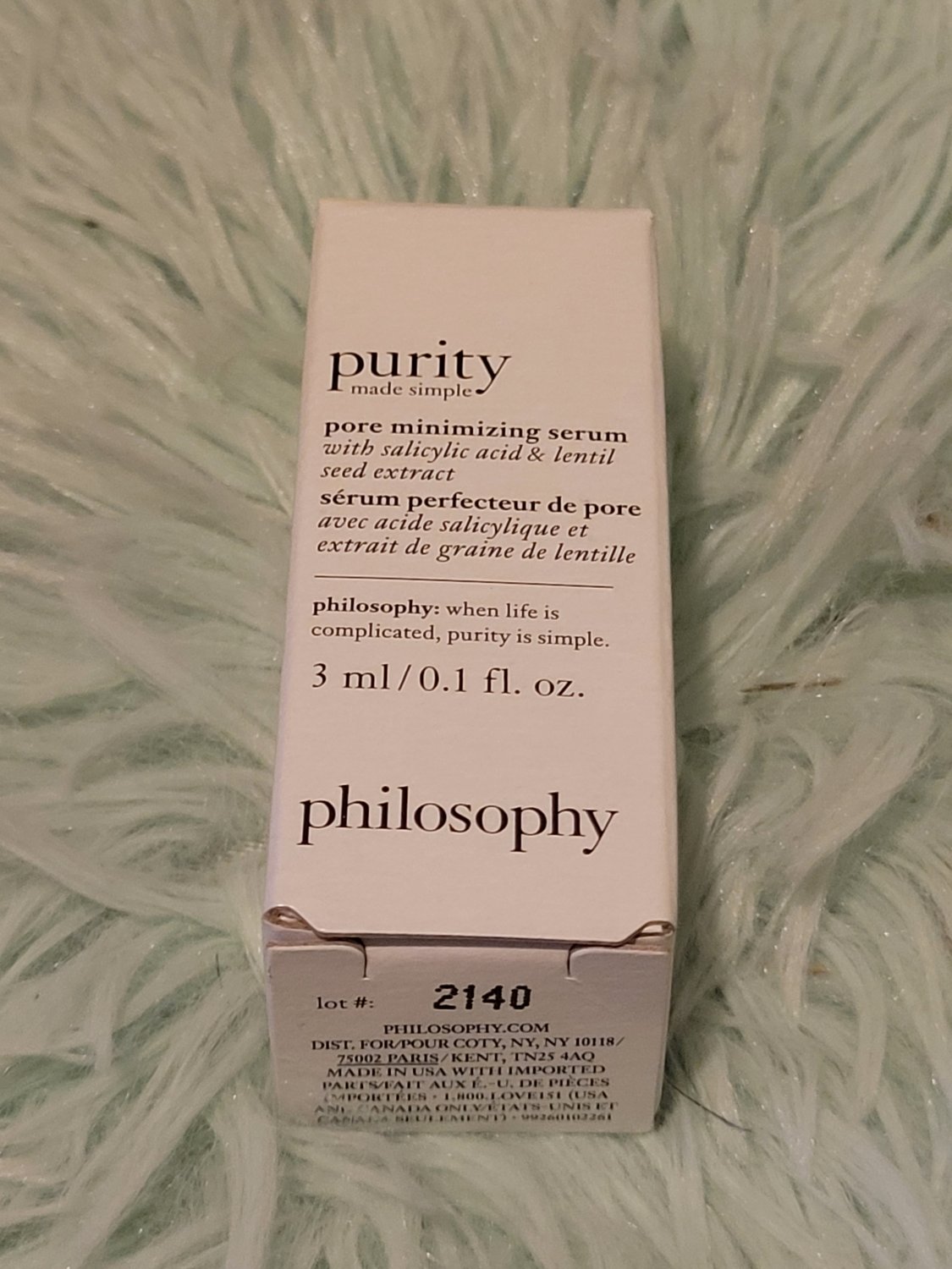 Philosophy - Purity -Pore Minimizing Serum With Lentil Seed Extract 0.1 OZ New