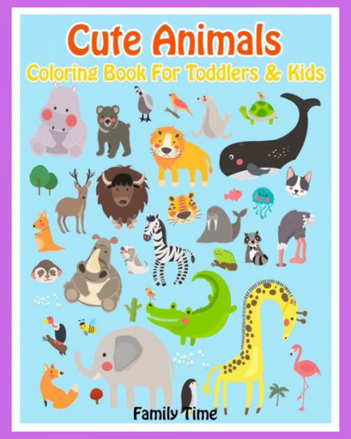 16 pages Animal Coloring Book for Children or Kids With Instant Download. (Vol - 7).
