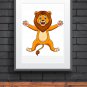 Cartoon Art, Lion Cartoon Printable Art & Water Line Art, Modern Home Decor Art, Wall Decor,