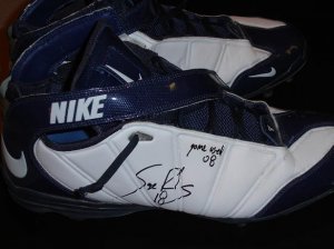 SAGE ROSENFELS GAME WORN SIGNED CLEATS 2008 HOUSTON TEXANS